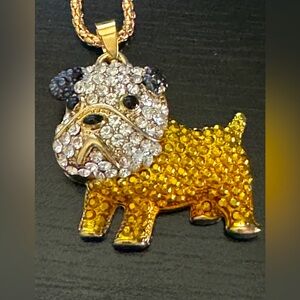 🐶 NWT! Pug Rhinestone Necklace